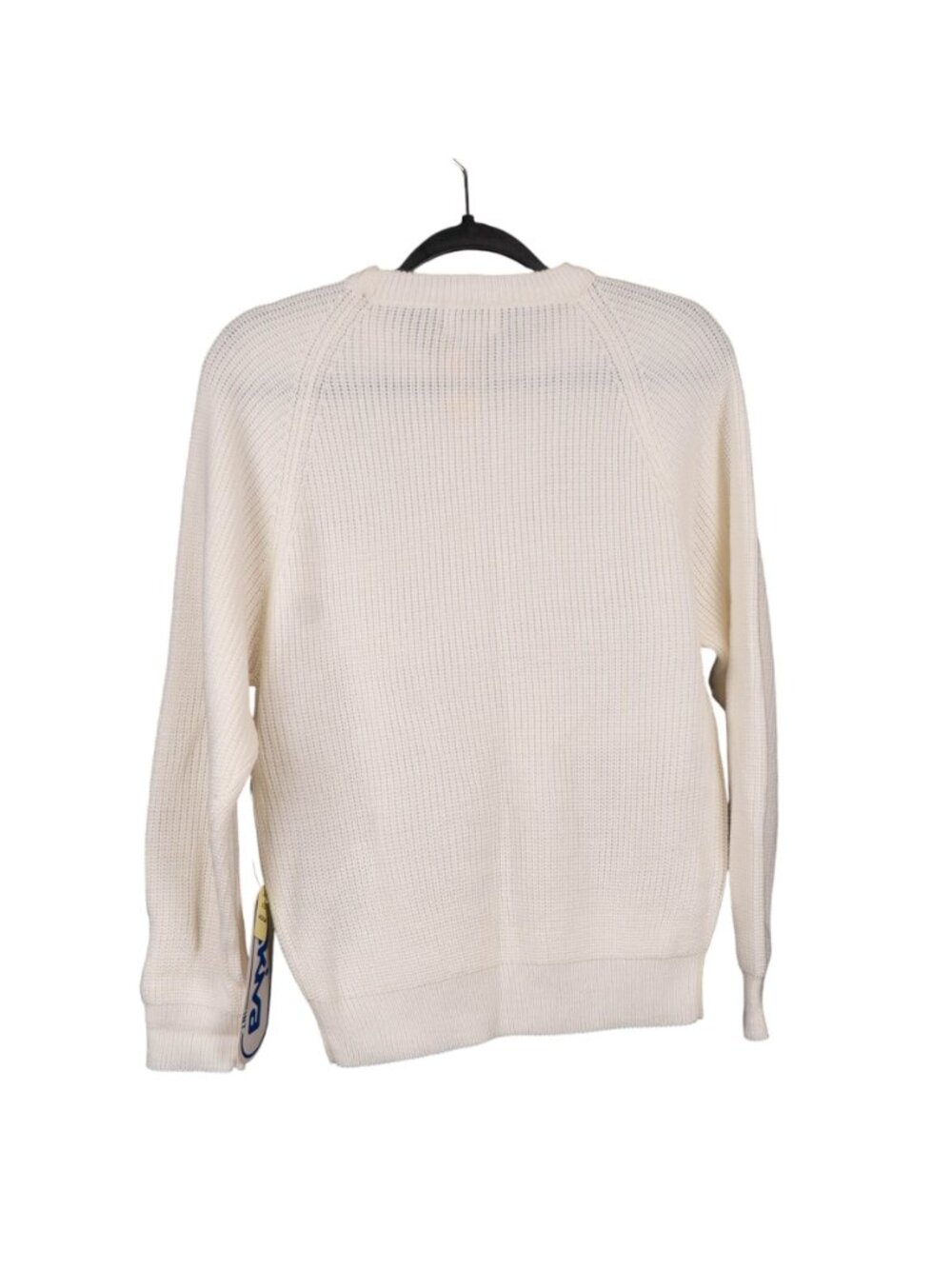 Skiva VTG Crewneck Sweater M Off White Cream 90s Knit Acrylic Raglan Preppy Cozy - Picture 6 of 7